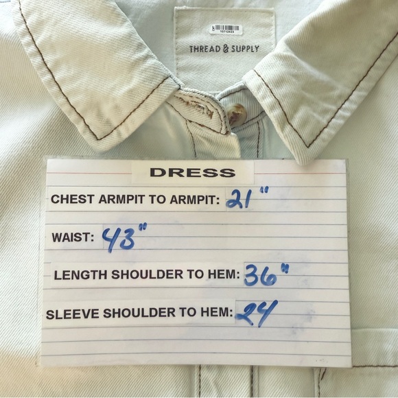 Thread Supply Denim Dress Blue Light Wash Size Large Pockets Western Long Sleeve - Picture 12 of 13